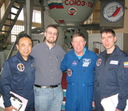 Prior to their mission, Ed Van Cise with Mike Fossum, Satoshi Furukawa, Sergei Volkov